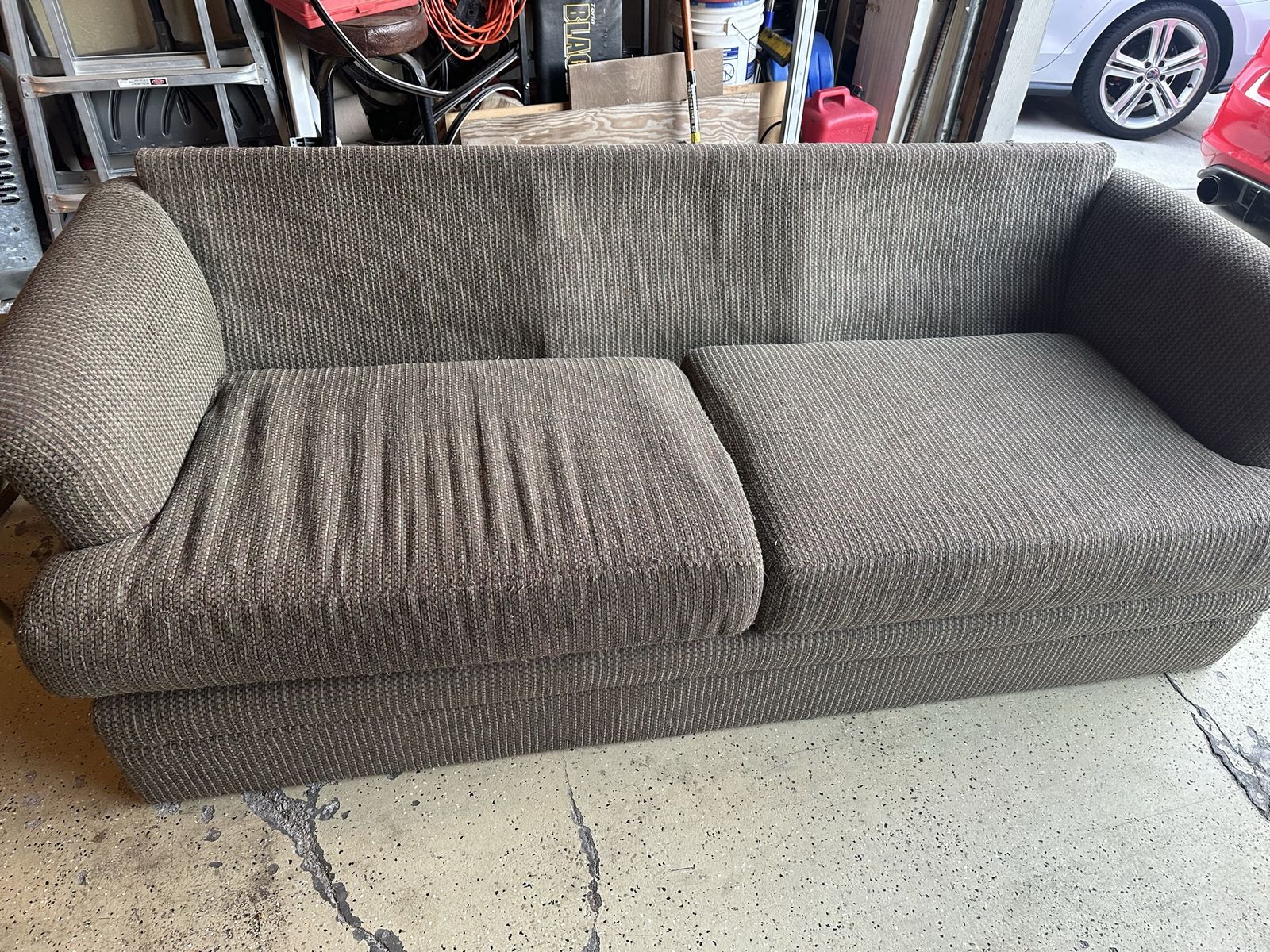 Used Couch & Chairs - Brown Sofa & White Distressed Chairs