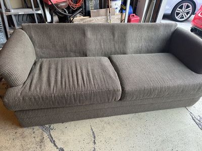 Used Couch & Chairs - Brown Sofa & White Distressed Chairs