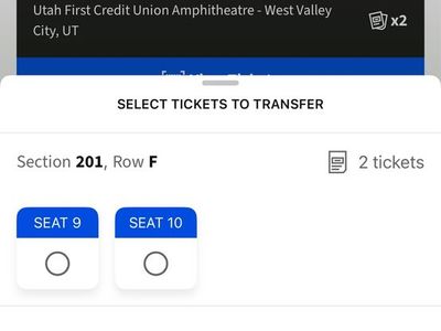 Sarah McLachlan: Better Broken Tour Ticket - Utah First CU Amphitheatre, July 30, 2026, Section 201, Row F, Seat 9 and 10