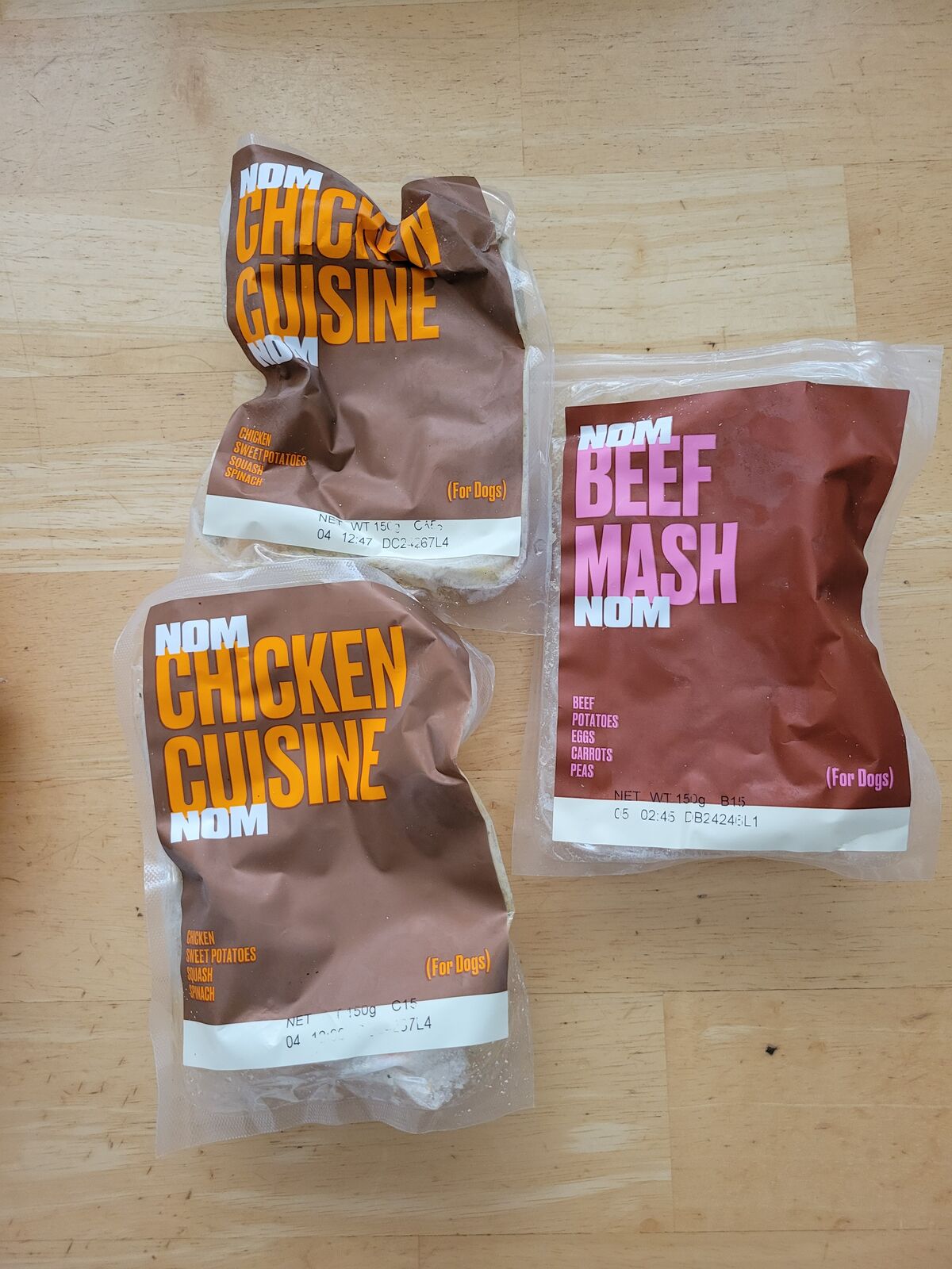 3 Packs of Nom Nom Dog Food