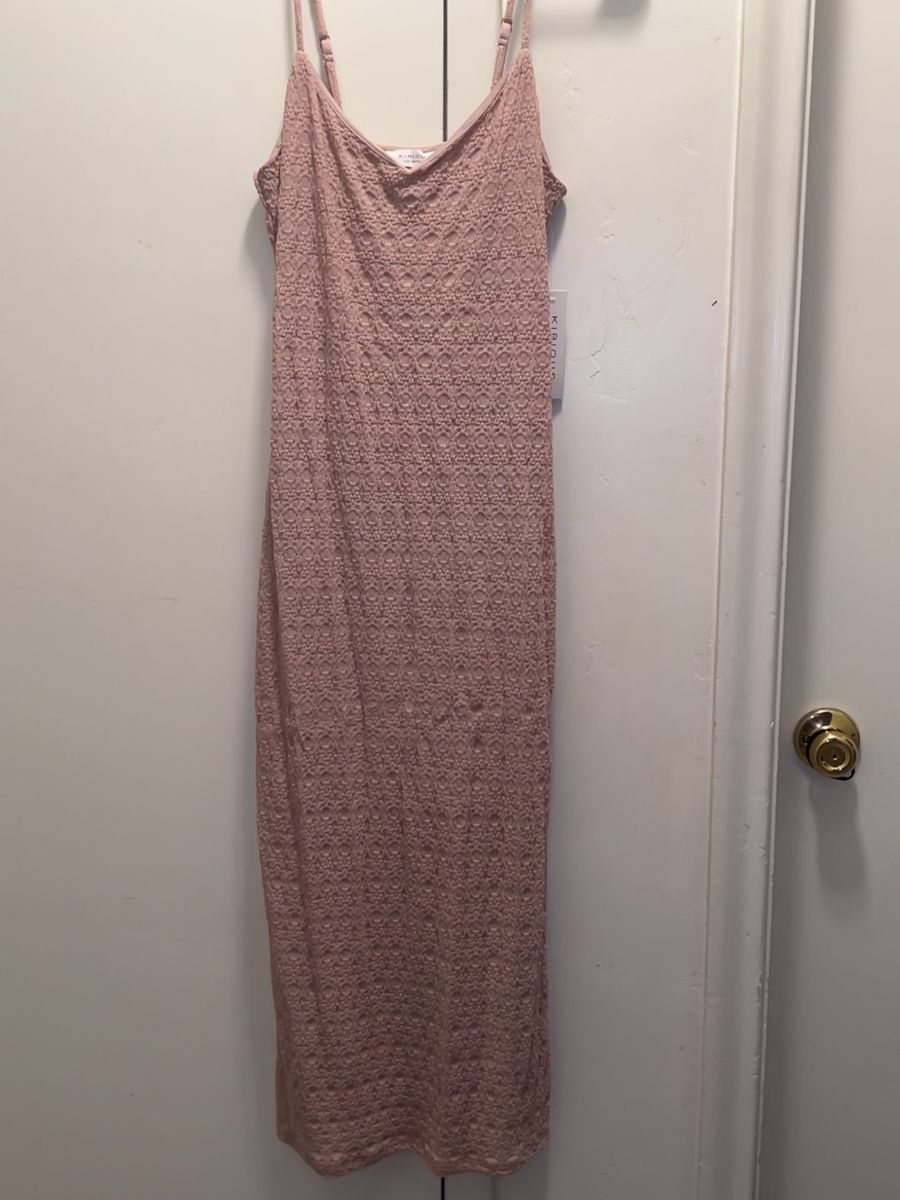 Kurious Los Angeles Pink Textured Midi Slip Dress Size S NWT