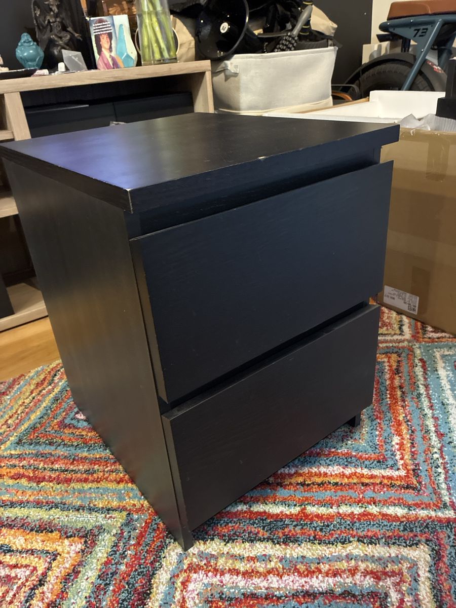 FREE: 2 Black IKEA Nightstands - 16"W x 19"D x 21.625"H, Minor Wear