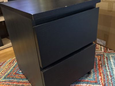 FREE: 2 Black IKEA Nightstands - 16"W x 19"D x 21.625"H, Minor Wear