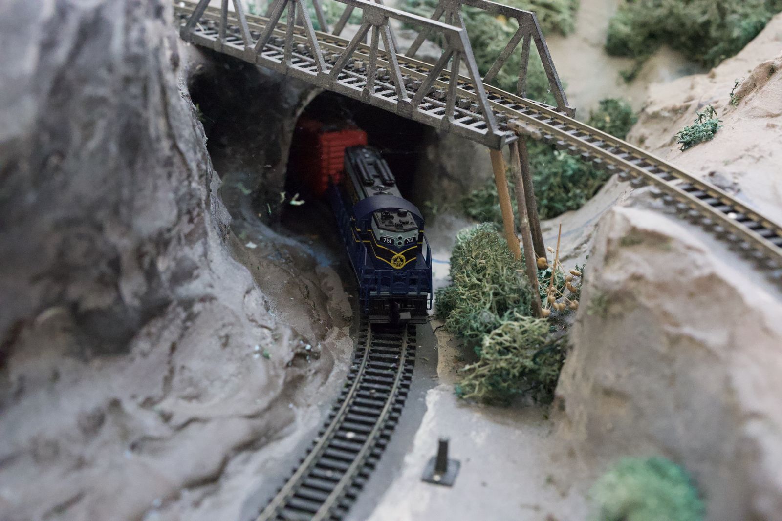 Vintage Custom Model Train Set – Hand-Built with Murphy Bed Style Wall Mount