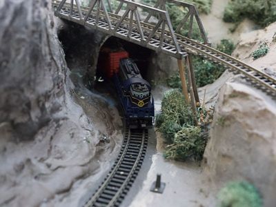 Vintage Custom Model Train Set – Hand-Built with Murphy Bed Style Wall Mount