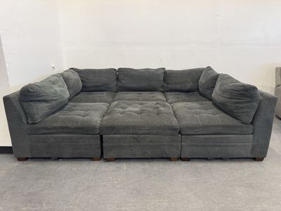 GRAY COSTCO MODULAR SECTIONAL SOFA COUCH & OTTOMAN