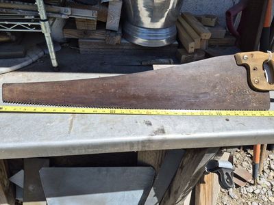 Vintage Hand Saw - Large 30-inch Wood Saw with Wooden Handle, Rustic