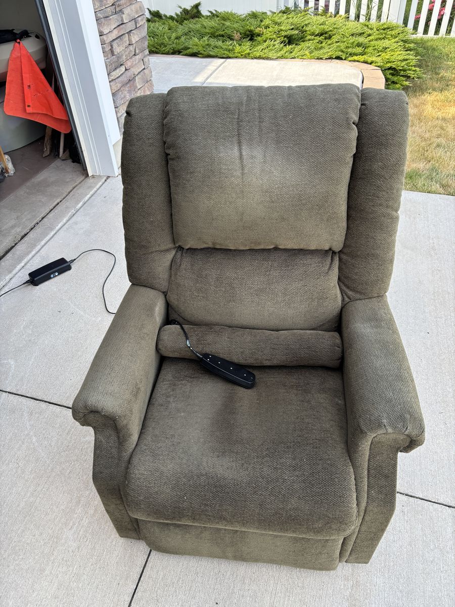 Power Lift Recliner Chair - Olive Green Fabric, Electric Lift & Recline