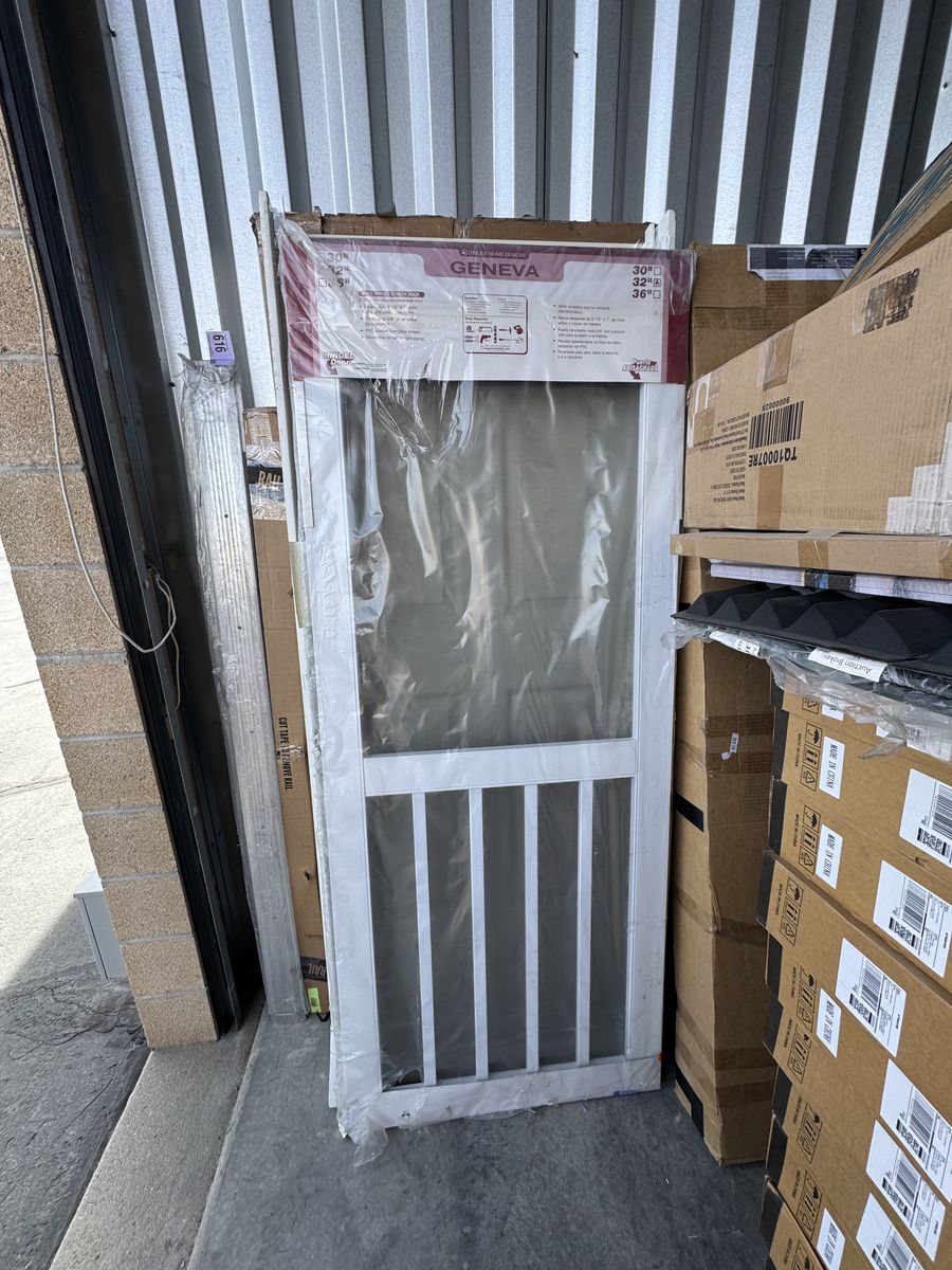 32x80 Geneva White Screen Door - Hinged Outswing