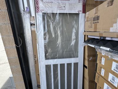 32x80 Geneva White Screen Door - Hinged Outswing