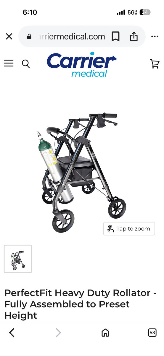 New Carrier PerfectFit Heavy Duty Rollator