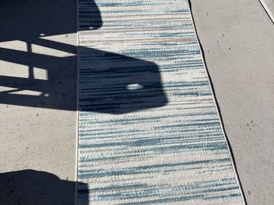 Blue and Beige Striped Area Rug Runner - Used Good Condition