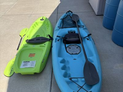 Lifetime Kayaks with Paddles - Green Recruit & Blue Spitfire 9 Both for $150