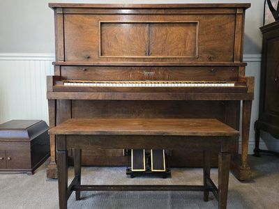 Vintage Autopiano Player Piano w/Bench and Music Rolls - Fully Functional - Serial #141697