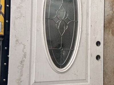 New 36x80 White Exterior Door with Oval Decorative Glass Insert