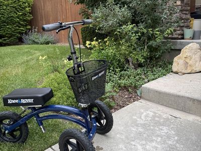 KneeRover ALL TERRAIN Knee Scooter Mobility Walker with Basket, Blue