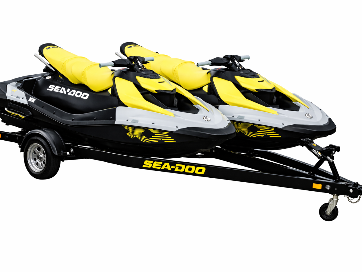 Two SeaDoos Spark Trixx 3-Seaters on a double trailer