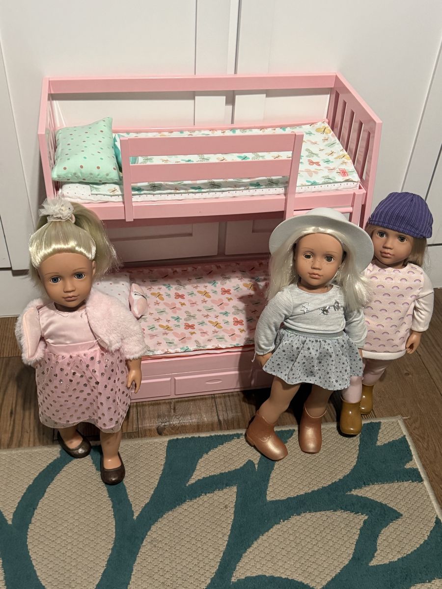 Our Generation Doll Bundle with Pink Bunk Bed and Accessories