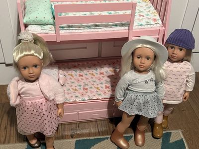 Our Generation Doll Bundle with Pink Bunk Bed and Accessories