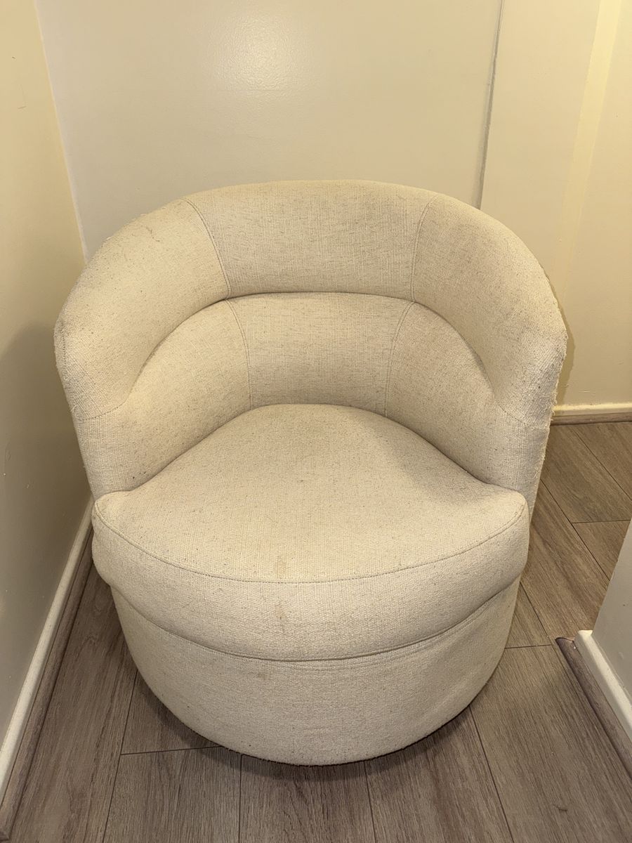 Cream Boucle Accent Chair Barrel Swivel Club Chair Modern Design