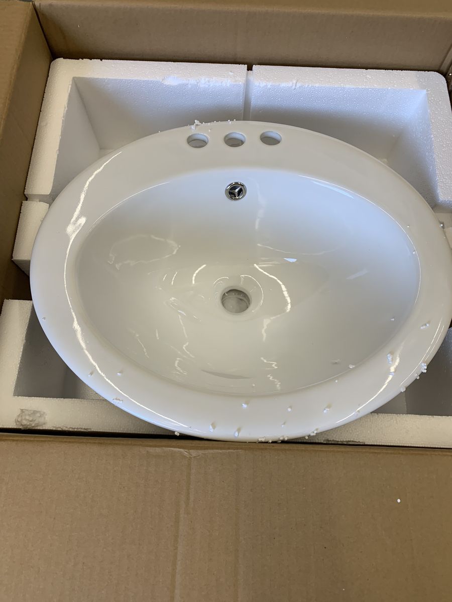 Tahanbath 20in. X18in.White Ceramic Oval Undermount Bathroom Sink with 3-Faucet Hole