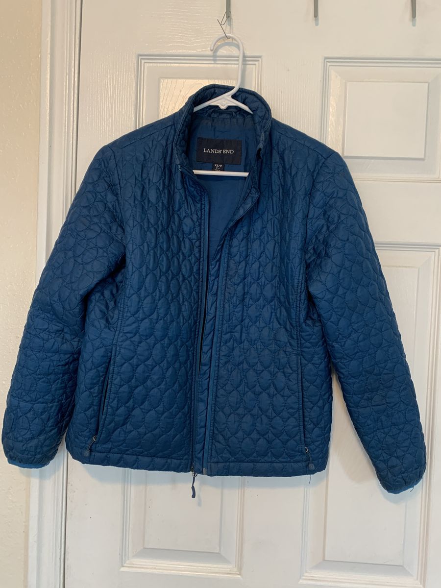 Lands' End Women's Blue Quilted Full-Zip Jacket Size XS/P