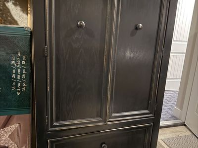 Black wood armoire cabinet