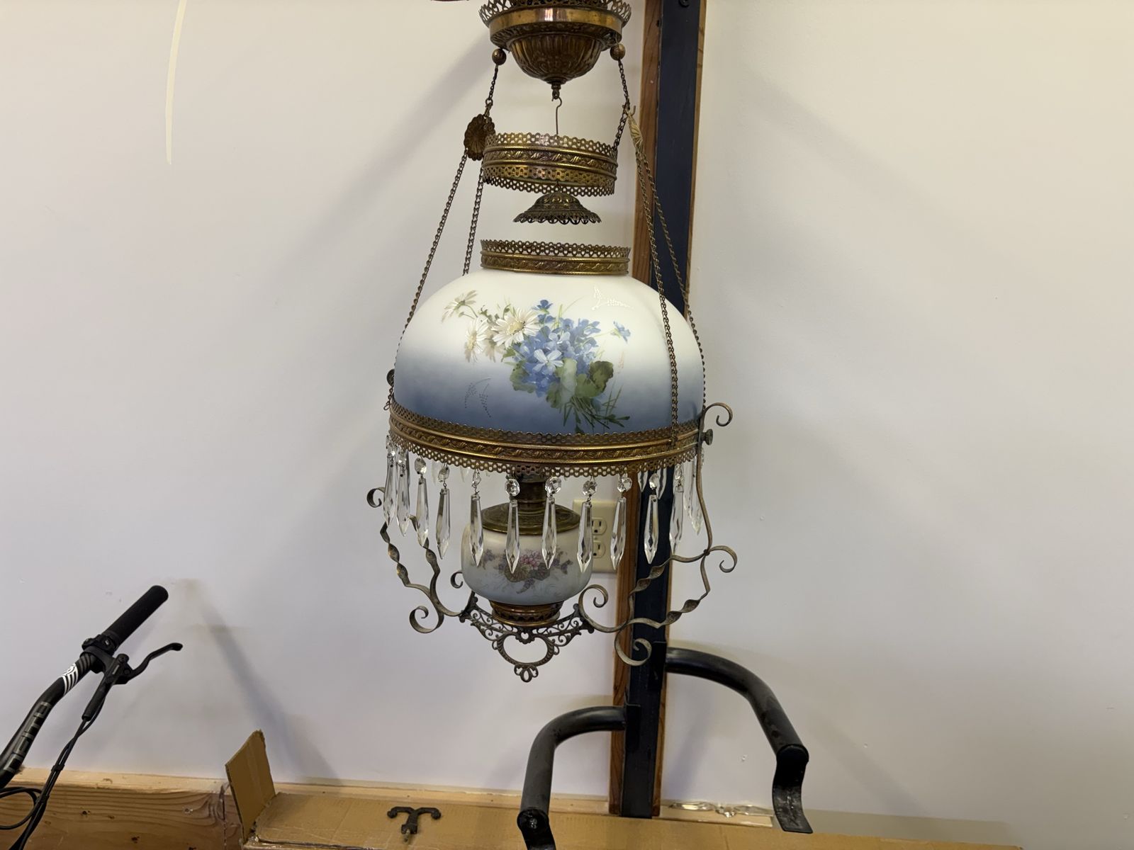 Antique Victorian Hanging Kerosene Chandelier 