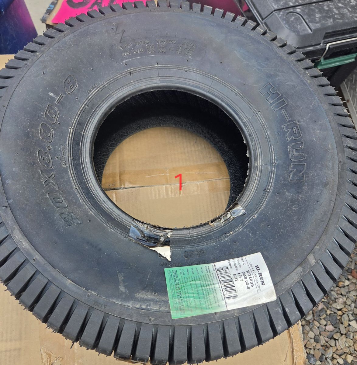 New Hi-Run WD1033 20x8.00-8 Multi-Rib All-Season Tubeless Tire