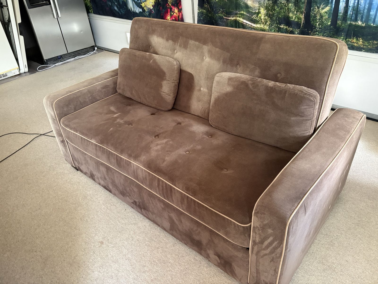 Serta Ainsley 72.6" Java Queen Size Dreamcoil Convertible Sleeper Sofa