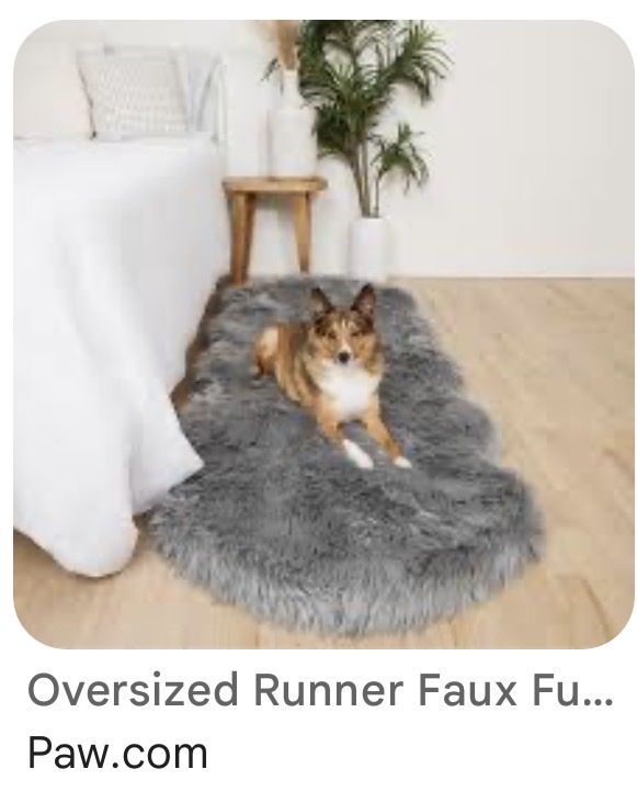 Paw.com Faux Fur memory foam Dog Bed - Charcoal Grey 72"L x 28"W