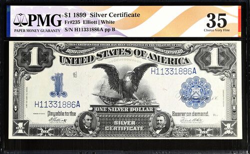 Sale or Trade 1899 Silver Certificates ($1 and $2) graded PMG 35 and PMG 35 EPQ