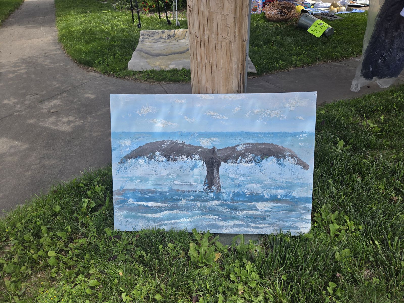Painted Canvas Wall Art - Whale Tail