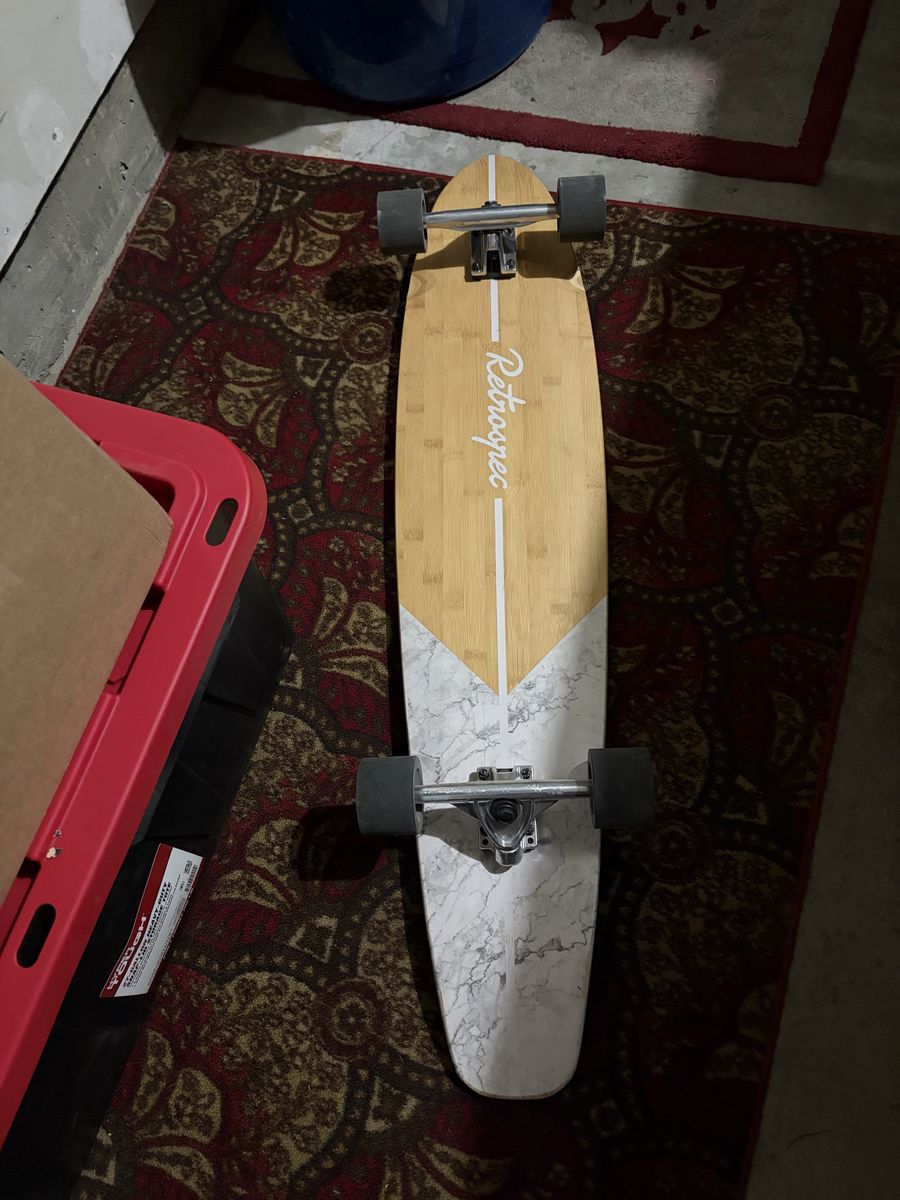 Retrospec Pintail Longboard Skateboard Bamboo Wood Marble Graphic Deck