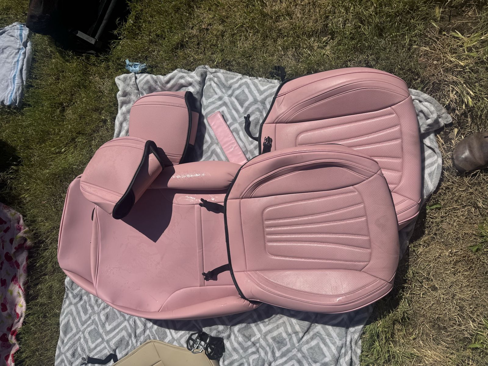 Pink and Beige Car Seat Covers