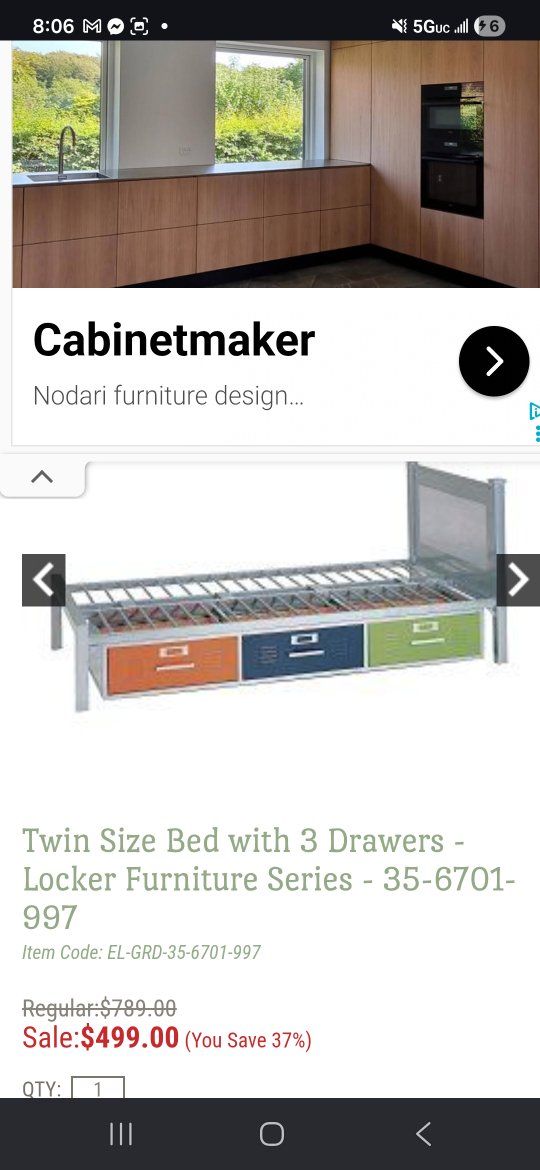 Twin Size Metal Bed Frame with 3 Colorful Locker Drawers