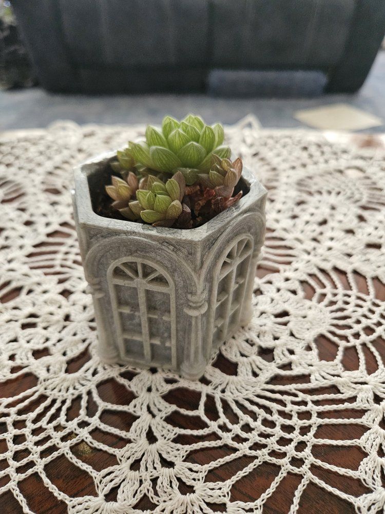 Unique Architectural Cement Succulent Planter Pot - Decorative Window Design