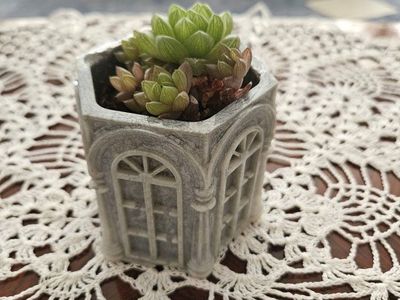 Unique Architectural Cement Succulent Planter Pot - Decorative Window Design
