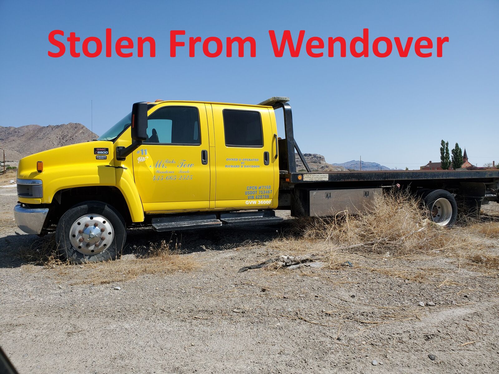GMC 5500 Tow Truck Stolen - Please Help