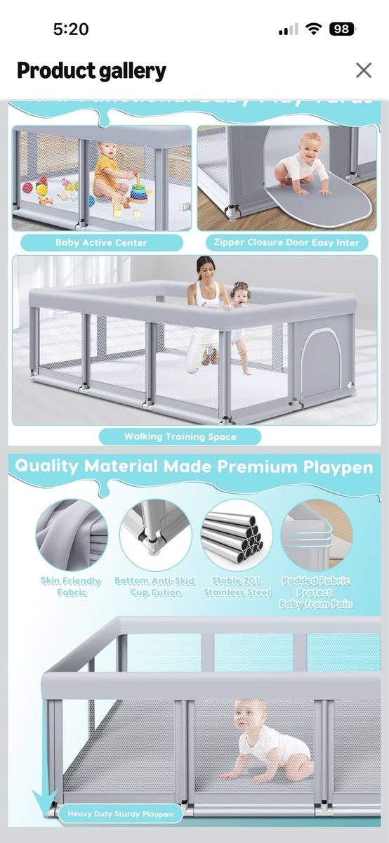 Large Baby Playpen for Babies and Toddlers, Baby Fence Play Pens for Indoor & Outdoor 74" ×50"