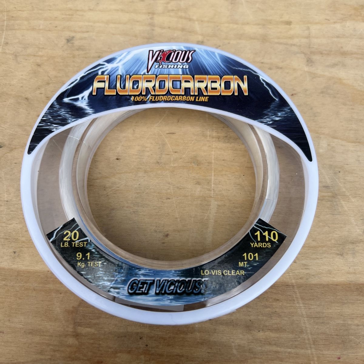 Vicious Fishing Fluorocarbon Line 20 LB. Test 110 Yards Lo-Vis Clear EFLWL20-20LB-110YDS