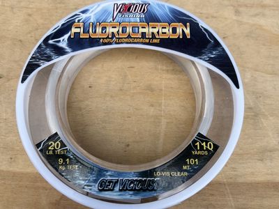 Vicious Fishing Fluorocarbon Line 20 LB. Test 110 Yards Lo-Vis Clear EFLWL20-20LB-110YDS