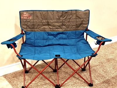 Kelty Loveseat Camp Chair - Teal/Grey, Padded Folding Double Seat for Camping/Outdoors
