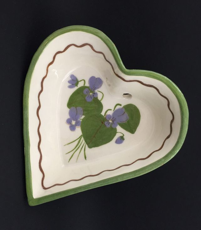 Vintage California Cleminsons Handpainted Heart Shaped Dish Wall Plaque