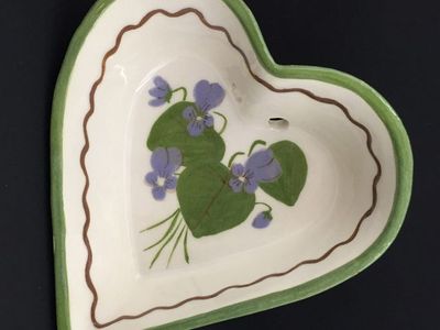 Vintage California Cleminsons Handpainted Heart Shaped Dish Wall Plaque