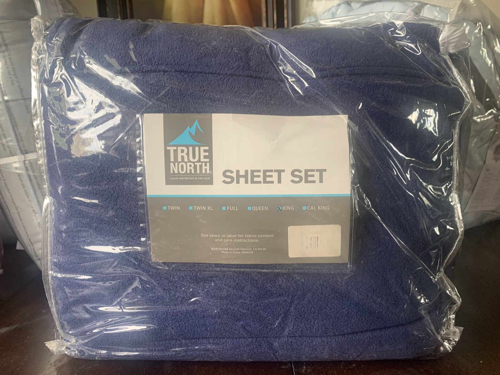 True north king sheet set , new, dark blue