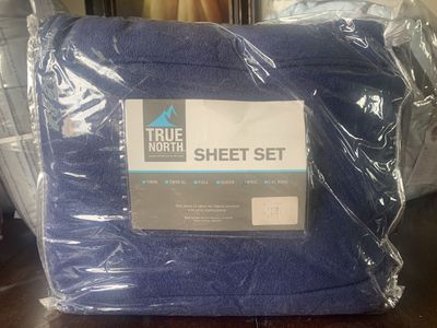True north king sheet set , new, dark blue
