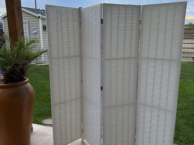 White 4-Panel Room Divider Privacy Screen