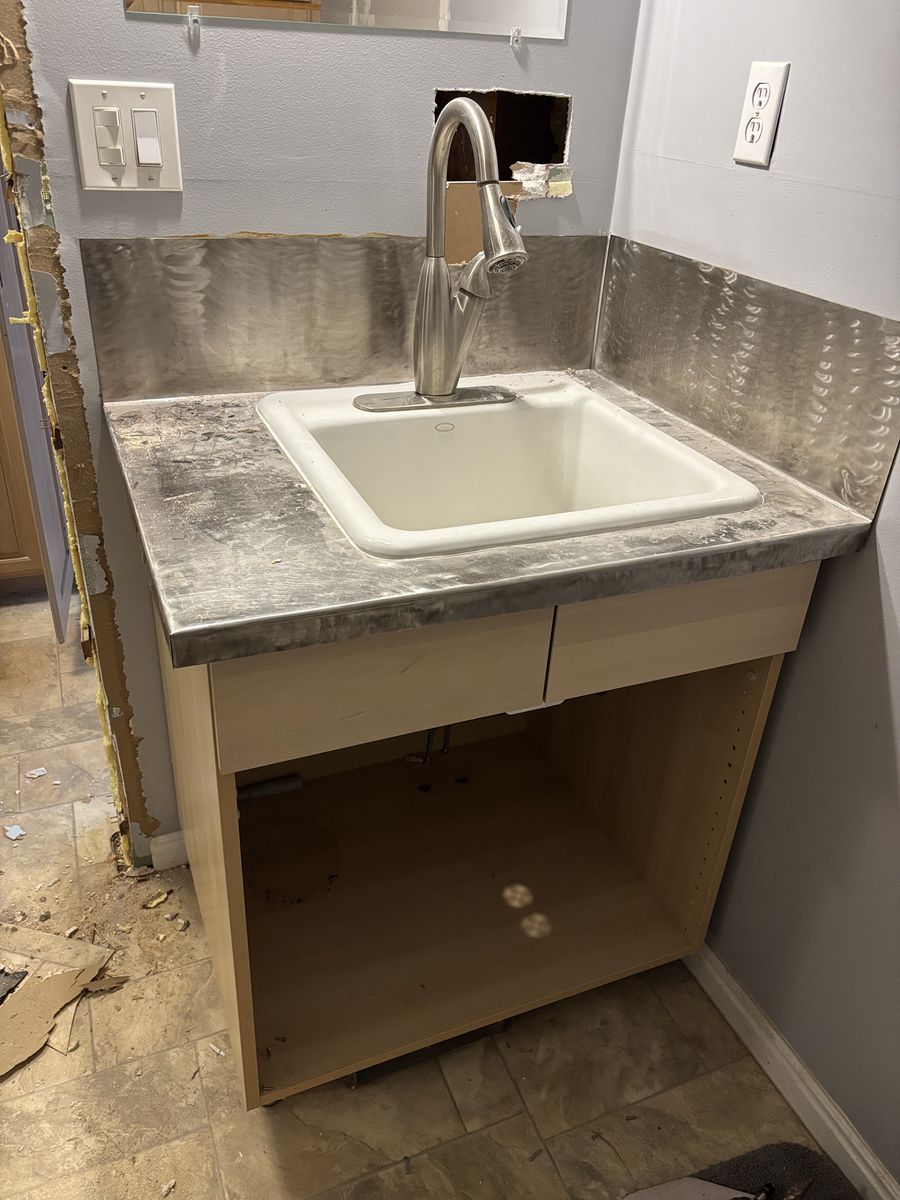 Laundry room vanity with deep sink