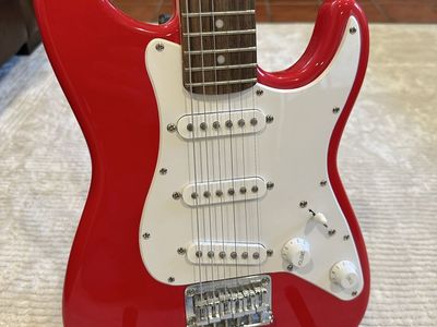 Squier Mini Strat Electric Guitar - Red, 3/4 Size